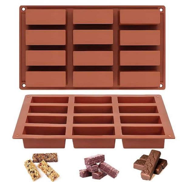 12 cavity silicone cake mold rectangular syrup mold shape silicone baking tray chocolate candy protein stick DIY baking mold M250106
