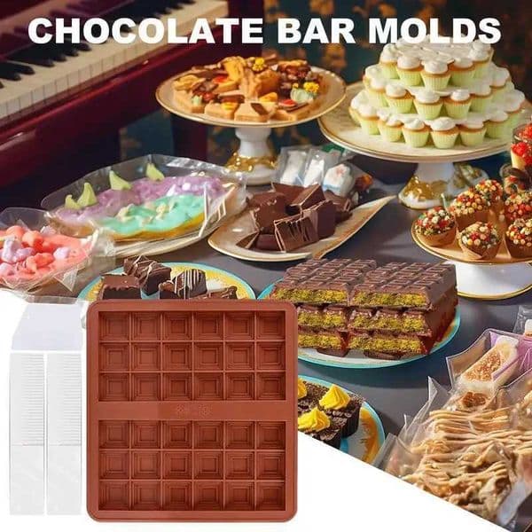 Chocolate Bar Mold for Filling Bars Chocolate Candy Bar Non stick Food grade Silicone Candy Bar Mold Rectangular Chocolate Bar M250106