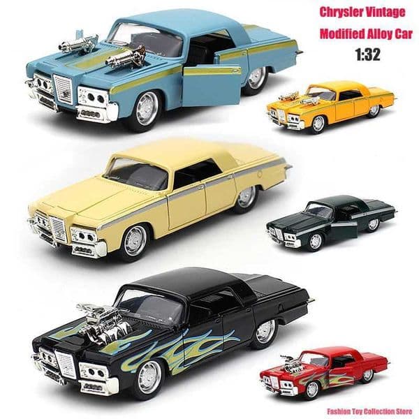 1 32 Chrysler retro modified alloy car model die-casting toy car decoration toy with sound and light childrens gift W250106