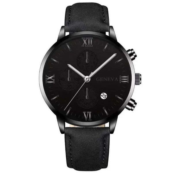 New Geneva Leisure Business Mens Watch Fashion Three Eyes Quartz Watches Leather Strap Waterproof Gentleman WristwatchX250107