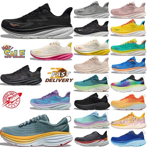 Clifton 9 Bondi 8 Rocket For Men Women Running Shoes Designer Shoes One One Pink Triple Black White Blue Grey Purple Orange Mens Womens Outdoor Trainers Sneakers