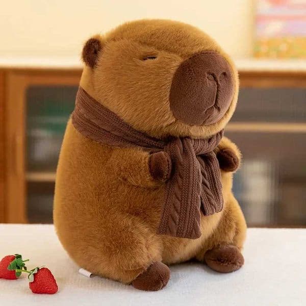35CM hot plush stuffed doll cute scarf fluffy fish plush Kaii animal toy childrens birthday gift Capybara doll childrens toy W250107