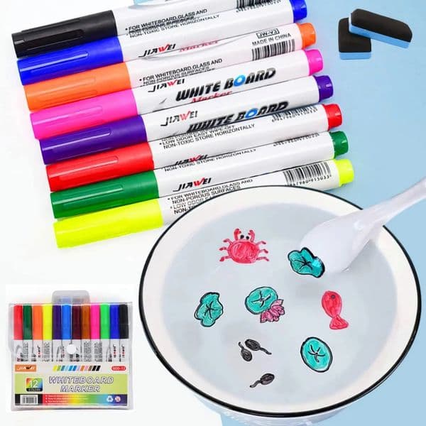 12 Color Graffiti Water Floating Pen Magic Water Drawing Whiteboard Pen Marking Water Floating Pen Used for rens Drawing 250106