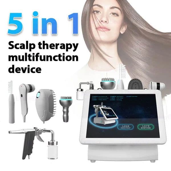 New Arrival Scalp Care Physiotherapy 5 in 1 Hair Beauty Machine Professional Scalp Hair Detection 200X Dual Lenses Tester Anti-hair Loss Head Massage Salon