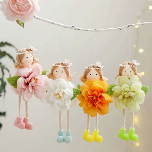 2024 Easter Flower Angel Girls Window Sitting Fairy Tree Hanging Figurine For Woman Gift Home Wedding Birthday Party DecorationXJ250107