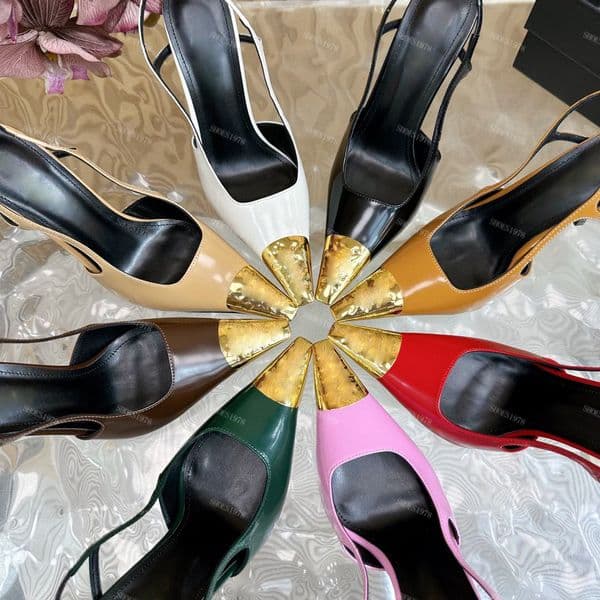 Dress Shoes Designer Sandals Fashion Sequined Small square toe cowhide Classic Buckle slingbacks 10.5CM High Heel Pumps 35-42 Stiletto Heel Womens Shoe