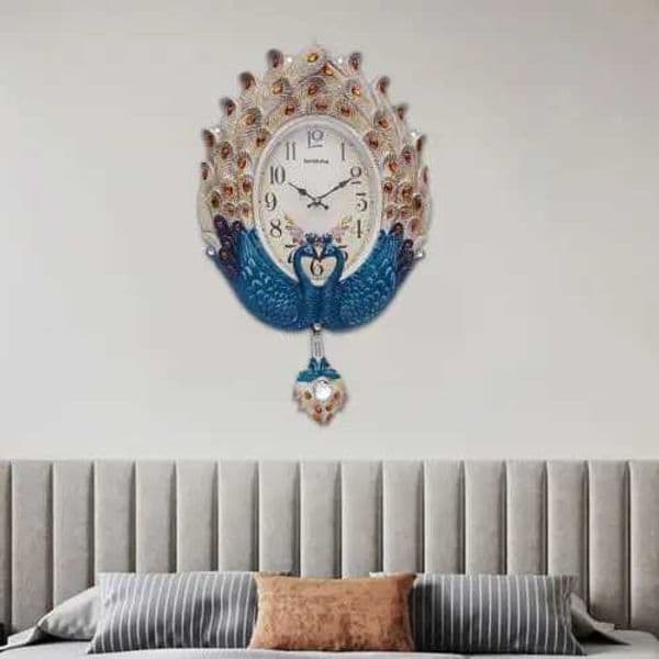 Peacock Wall Clock Large Watch Peacock Clock Decorative Battery Powered Living Room W250107