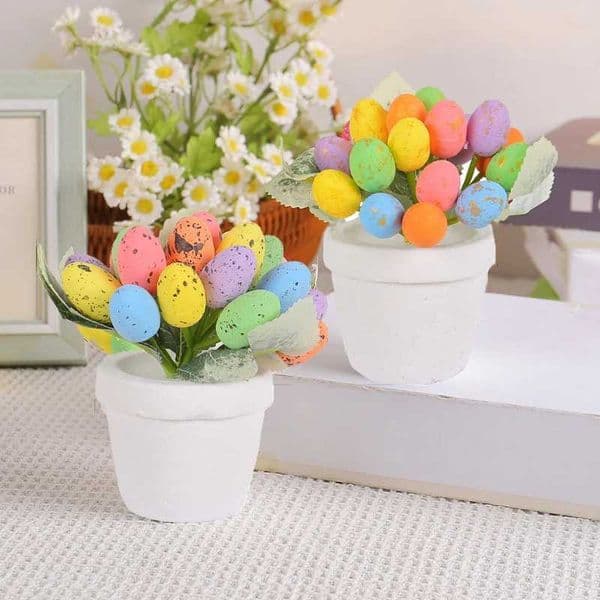 Easter Eggs Tree Potted Colorful Painting Foam Egg Tabletop Fake Flower Plant Ornaments Home Easter Party Supplies Kids GiftXJ250107