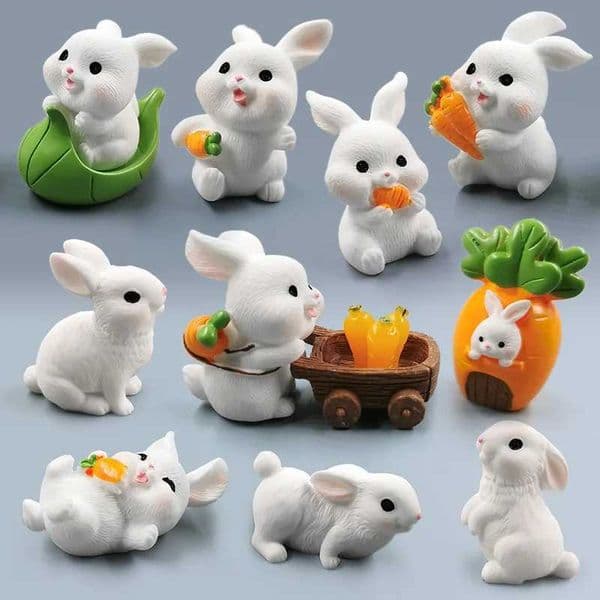 2024 Hot Easter Cute Rabbit Figurine Diy Landscape Home Kawaii Room Decor Miniature Fairy Garden Decoration Accessories ModernXJ250107