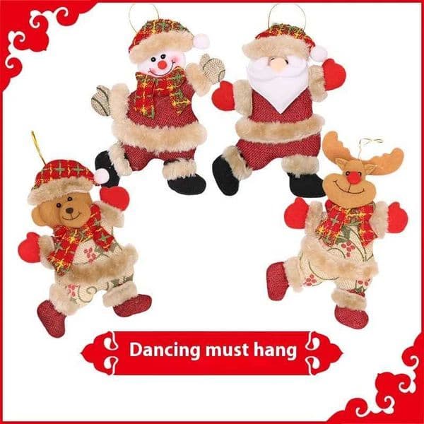 Christmas Tree Small Size Pendant Accessories Doll Dancing Old Man Snowman Deer Bear Fabric Gifts