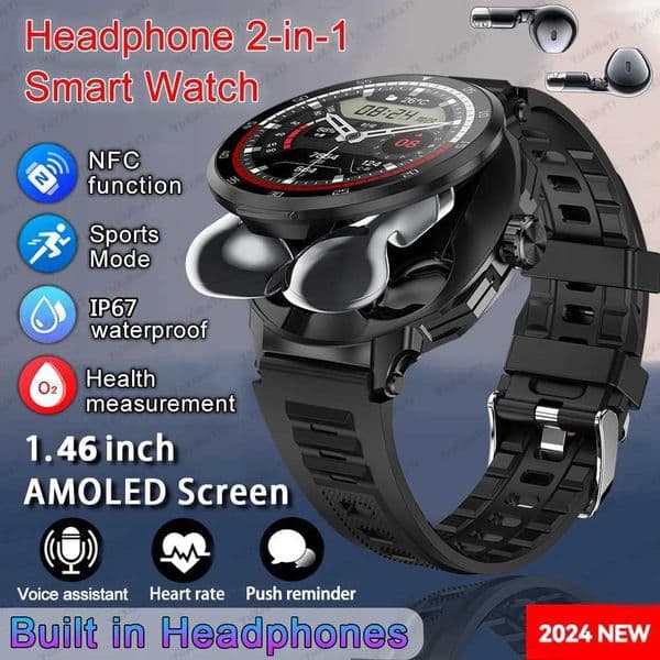 New upgrade 2-in-1 Earphone Smart Watch Men Women NFC etooth Call Health Monitoring For Android IOS PhoneXJ250108