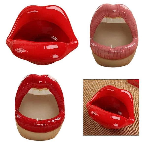 Lipstick Ceramic Plaster Cigar Plaster Creative Flower Pot Fashion Mouth Stand Desktop Decoration Home Decoration Table Decoration X250108