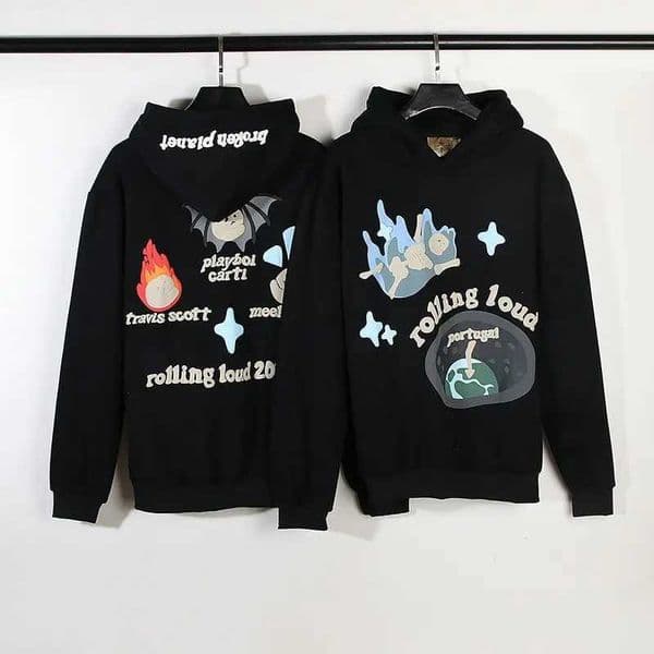 Men's Hoodies Sweatshirts European and American High Strt Retro Strt Rolling Loud Skull Foam Print Dark Wind Hooded Sweater Loose Casual Flce T250107