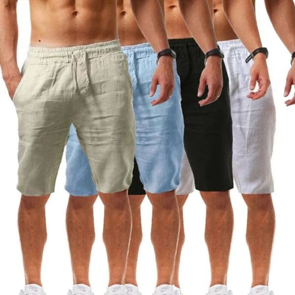 Mens Cotton Linen Shorts Pants Male Summer Breathable Solid Color Linen Short Trousers Fitness Streetwear S-3XL 250107
