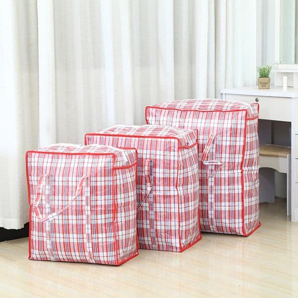 Thicken printing portable woven plaid storage bag moving shopping travel packing bag large-capacity clothes sorting quilt bag 250107