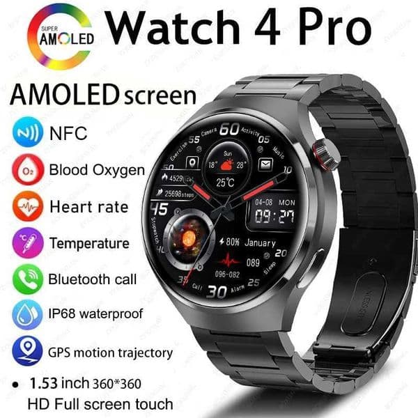 For GT4 PRO Smart Watch Men Watch 4 Pro AMOLED HD Sn etooth Call GPS NFC Heart rate waterproof SmartWatch 2024 NewXJ250108