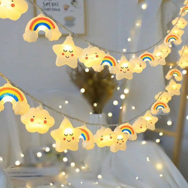 1PACK Rainbow Star Cloud String Lights LED Decorative Fairy Light Battery Powered Lights Twinkle Lights For Party Bedroom DecorXJ250107