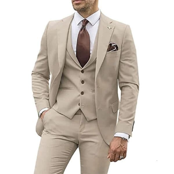3 Pieces Beige Suits for Men 2023 Slim Fit Groom Tuxedo Wedding Man Groomsmen Formal Party Suit Male Trajes De Hombre 250102BANJIA