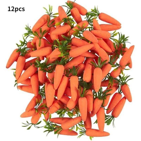 12Pcs Easter Mini Foam Carrot Ornaments Easter for Home Kitchen DIY Decoration Supplies Happy Easter Kids Favors Gifts Toys 2023XJ250107