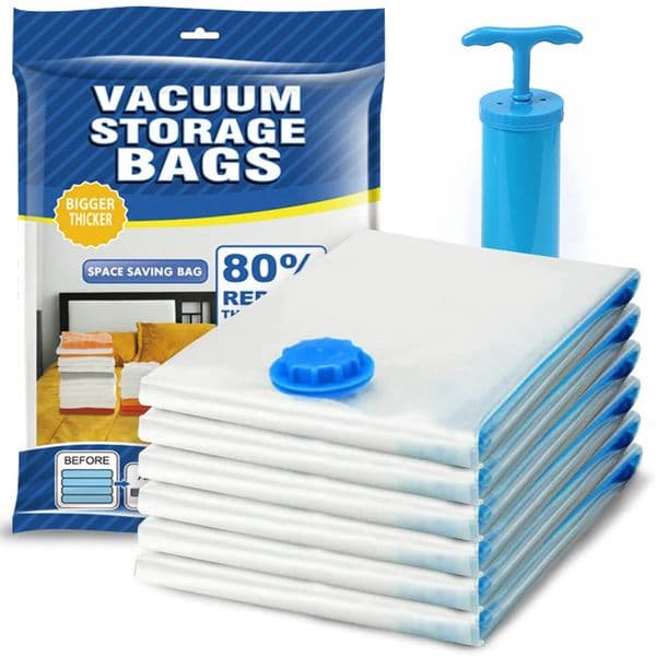 1/5/10Pcs Vacuum Bags for Storing Clothes Space Saver Vacuum Storage Bag with Hand Pump for ComfortersBlanket StorageBedding 250107BJ