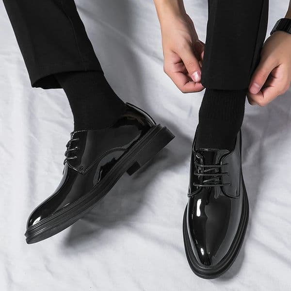 Italian Dress Shoes Leather Fashion for Men Pointed FormalShoes Men Formal Office 2024 Spring Party Luxury Mirror Oxford Shoes 250107BJ