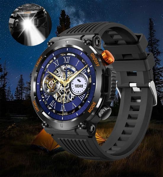 HT17 Smart Watch Men With Led Flash Light Compass Health tracker eTooth Call 450mAh Battery Smartwatch For Men Solid OutdoorXJ250108