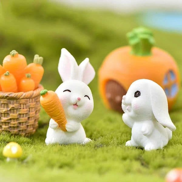 Easter Cute Rabbit Bunny Ornament Miniature Figurines Carrot Resin Mini Bunny Landscape Decoration for Easter Part SuppliesXJ250107