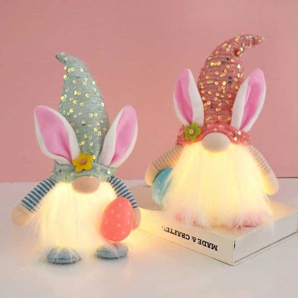 Easter LED Glowing Faceless Gnome Doll Cute Rabbit Ornament Kids Gift Favors 2025 Spring Easter Decoration for Home Party SupplyXJ250107