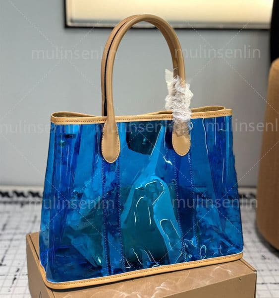 ladies designer transparent jelly bags tote fashion one shoulder crossbody large shopping bag 2 piece set pvc luxury bag8