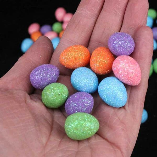 80 Pcs Glitter Easter Eggs Colorful Foam Bird Pigeon DIY Craft Happy Decorations Kids Gifts Home Decor SuppliesXJ250107