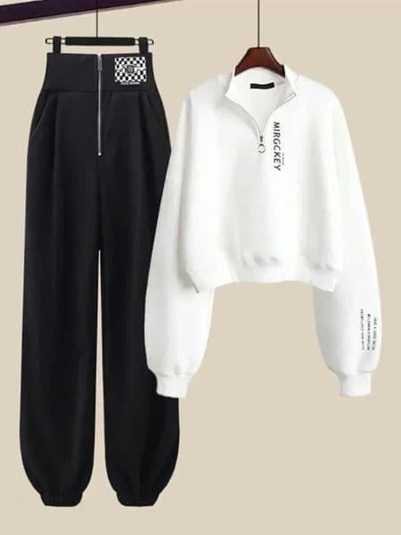 Women Casual Sport Suit Spring Autumn Fashion Pullover High Waist Jogger Leisure Sweatpants Female Running 2 Piece Sets 250106