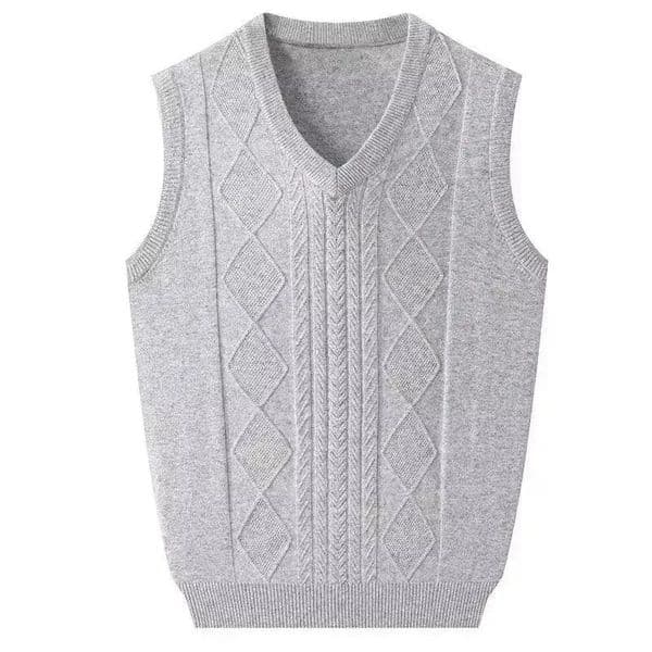 Mens Clothing Autumn Winter Solid Color Pullover VNeck Screw Thread Sleeveless Sweater Knitted Vest Casual Fashion Tops 250107