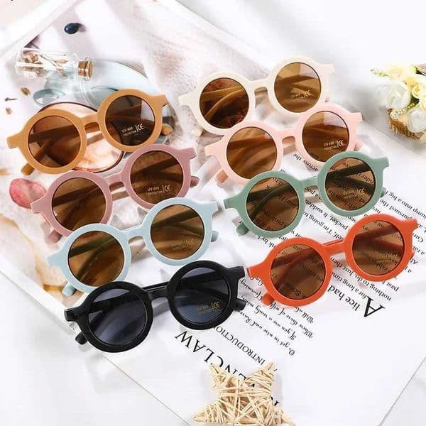 Korean Childrens Cute Round Sunglasses Baby Girls Boys Outdoor UV400 Protective Candy Colors De Sol Gafas W250109