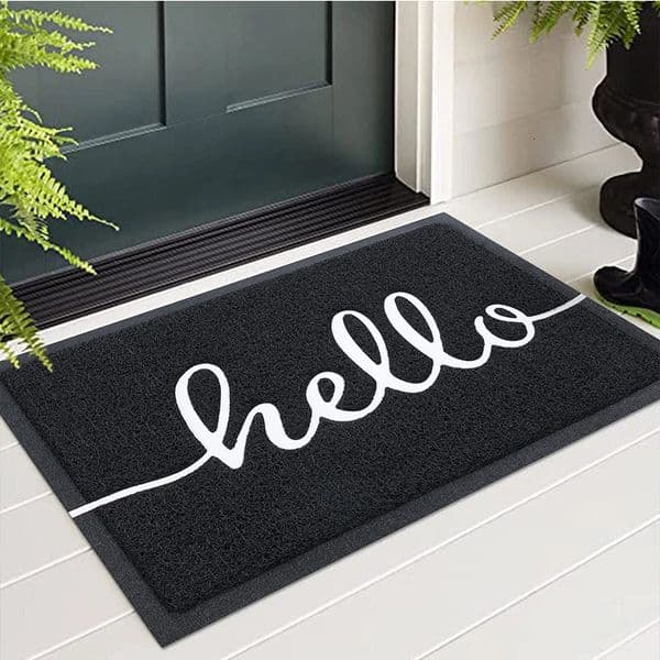 Homaxy Hello PVC Wire Ring bet Door Mat Indoor Non Slip Door Mat Dirt Trap Absorbent Mat Washable Floor Mat Low-profile 250106