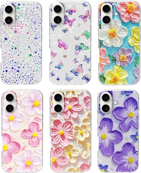 Fashion Flower Butterfly Soft IMD TPU Cases For Iphone Pro Max 16 Plus Iphone16 Floral Bling Glitter Star Starry Shockproof Mobile Phone Cover Back Skin