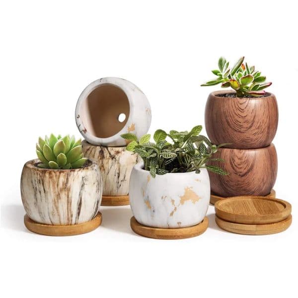 Ceramic Water Transfer Succulent Flower Pots Creative Nordic Art Vase Home Office Decorations Gardening Supplies