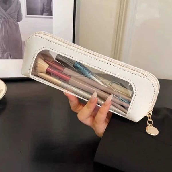 PU pencil case portable waterproof transparent makeup bag zipper makeup brush storage bag Sundries organizer stationery gift W250109