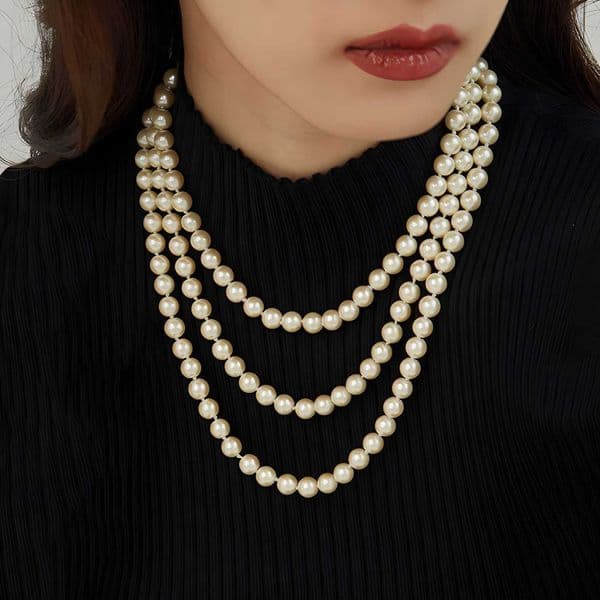 Pearl Necklace Female Actress Elegant Beaded Necklaces Temperament Small Fragrance Style Double Layer Collarbone Chain Long Necklace Accessories 241221