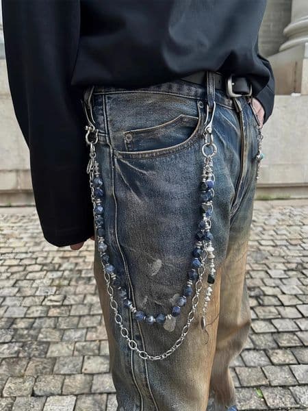 Three In One Combination Pants Chain Peacock Green Metal Concise Men And Women Key Buckle Ones Waist Accessories 250107