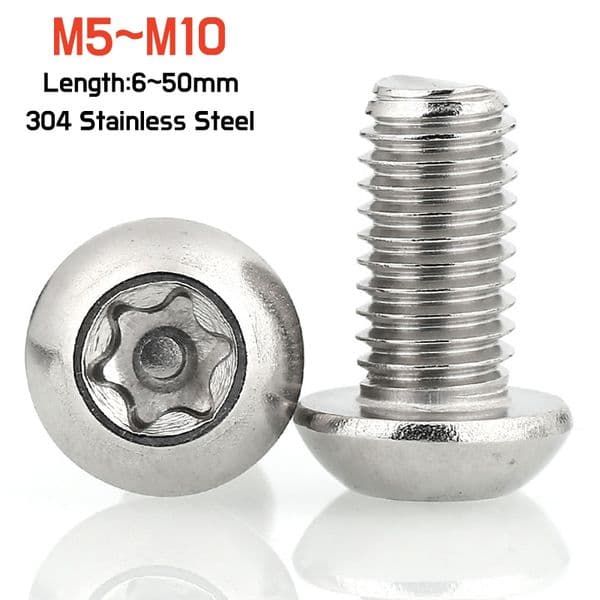 2026 New 2~20Pcs M5 M6 M8m10 304 Stainless Steel Six Lobe Torx Button Pan Round Head With Pin Tamper Proof Anti Theft Security Bolt Screw Fr