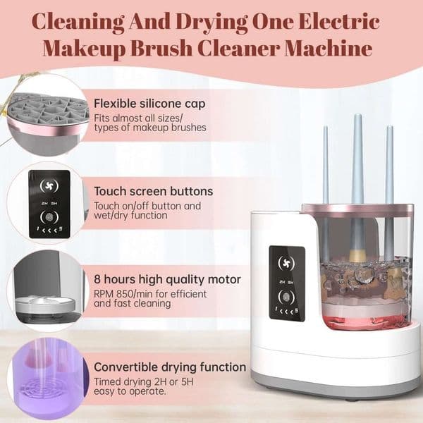 Portable Makeup Cleaning hine Automatic Cosmetics with Drying Electric Make-up Brush Cleaner and Dryer