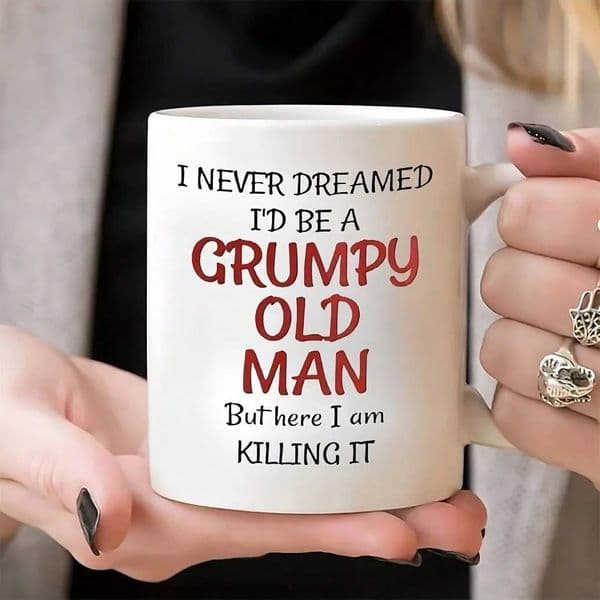 Ceramic Coffee Mug With Insulated n Old Man Multipurpose Reusable Cup | Hand Wash Only Ideal For Valentines Day Gifts 250109BJ