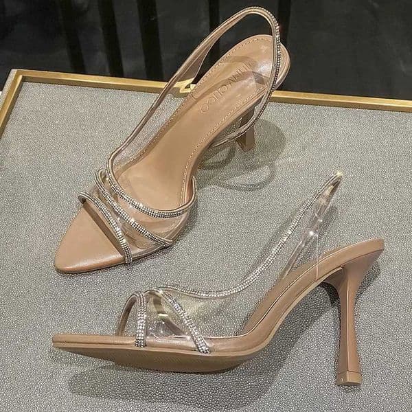 Womens Rhinestone Strap High Heels Sandals - Summer Wedding Shoes