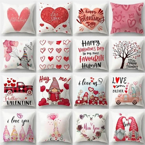 4545cm Red Pink Heart Pillowcase Home Decor Seat Living Room Sofa Valentines Day Love Cushion Cover 250109