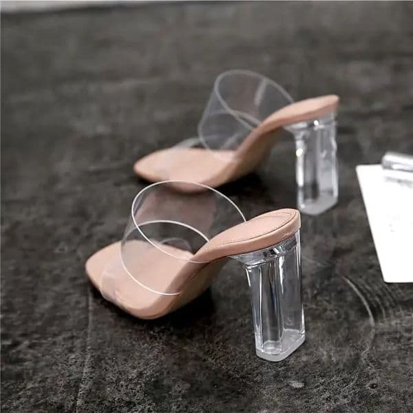 Summer Women Pumps Sandals PVC Jelly Slippers Open Toe High Heels Women Transparent Perspex Slippers Shoes Heel Clear Sandals 250109BJ