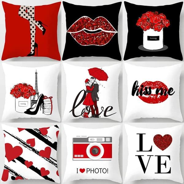 Valentines Day Decoration Pillowcase Sofa Cushion Case Bed Pillow Cover Home Decor Car Kiss Throw 45cm 250109