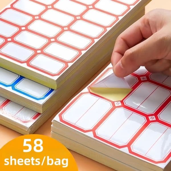 52 Sheets Self-adhesive Labels Sticker Kitchen Home Books Sorting Paper Office Student Supplies Name Tags Marker Bottle Stickers
