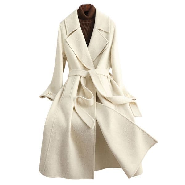 D6390 Double-faced cashmere coat for women, long, knee-length, loose, large size, high-end woolen fabric