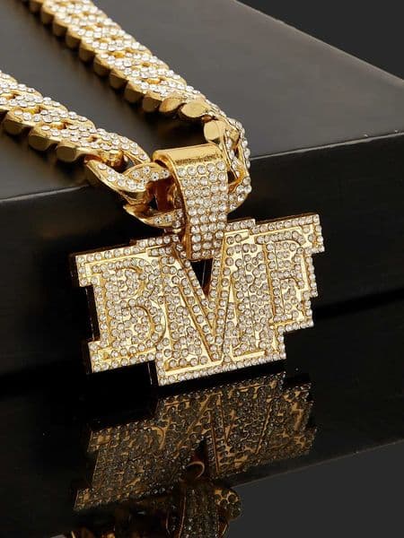 Other Mens personalized hip-hop BMF pendant necklace niche design fashionable rhinestone stud necklace jewelry mens gift H25111