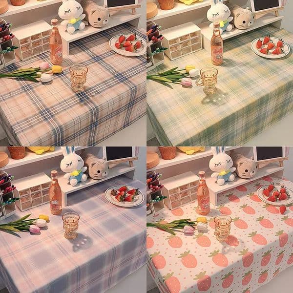 Korea Tablecloths Plaid Table Cloth Cover Coffee Tablecloth Room Picnic Mat Blanket Tableware Wedding Decoration Desk Decor Ins 250107